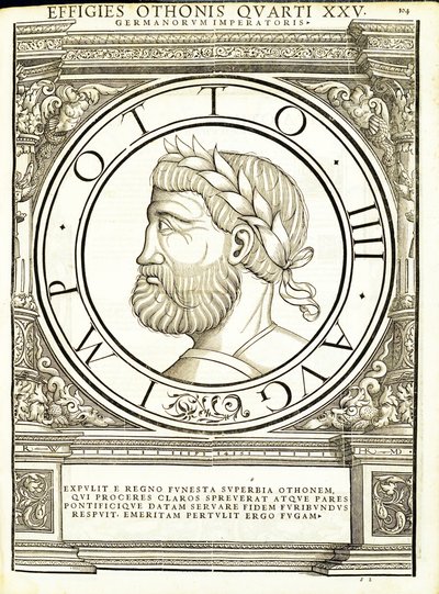 Otho IIII, illustration de Imperatorum romanorum omnium orientalium et occidentalium verissimae imagines ex antiquis numismatis - Hans Rudolf Manuel Deutsch